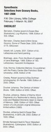 Synesthesia: Selections from Granary Books