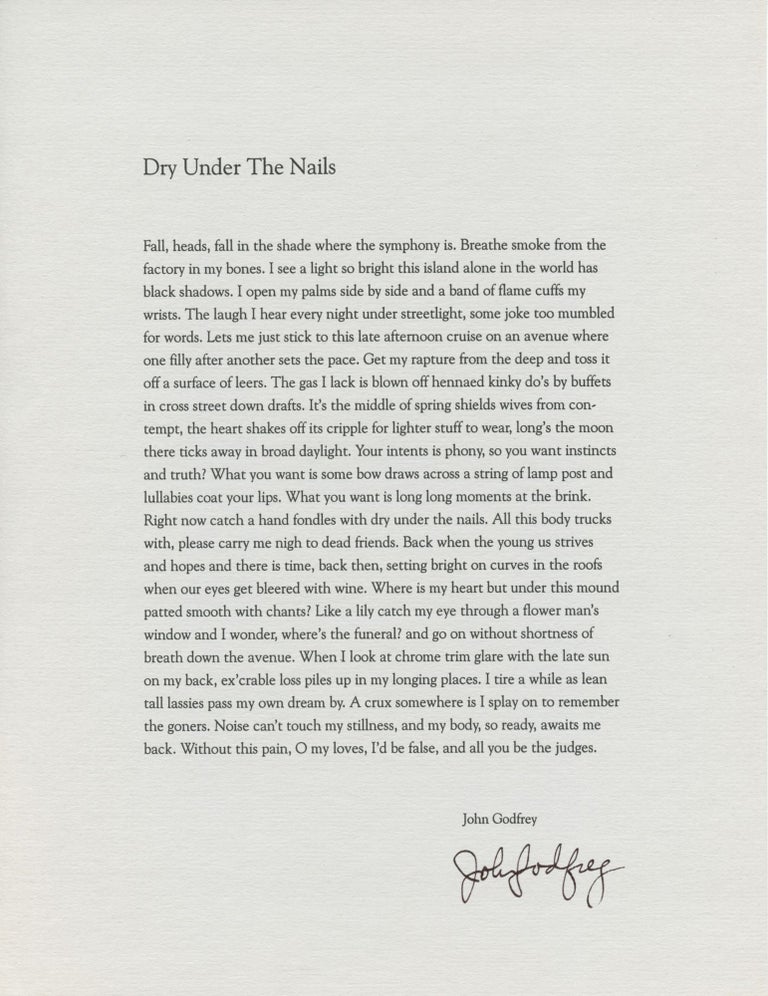 Dry Under the Nails. John Godfrey. [Pressed Wafer, 2000].