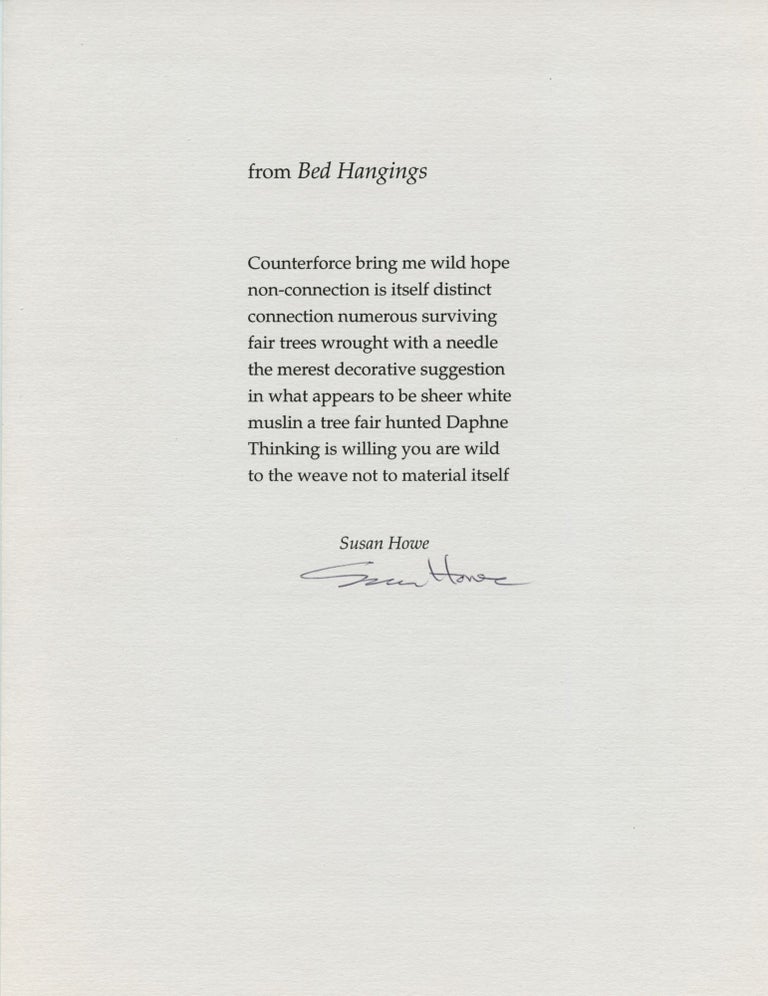 from Bed Hangings. Susan Howe. [Pressed Wafer, 2000].