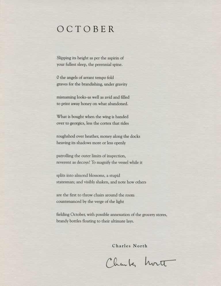 October. Charles North. [Pressed Wafer, 2000].