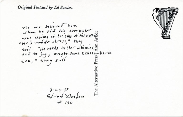 [“no one believed him”]. Edward Sanders. The Alternative Press. 1997.