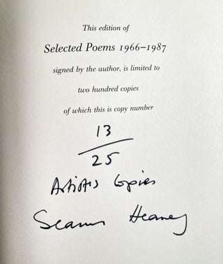 Selected Poems 1966–1987. Seamus Heaney. Farrar, Straus and Giroux. 1990.