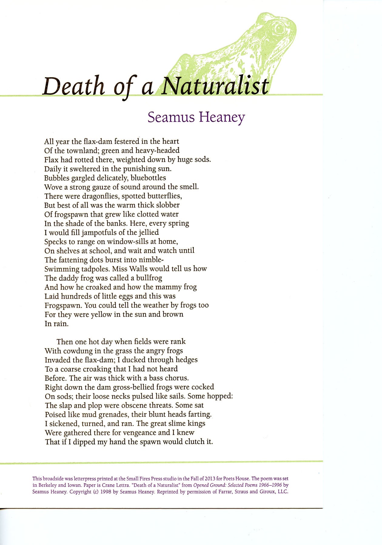 Death of a Naturalist | Seamus Heaney