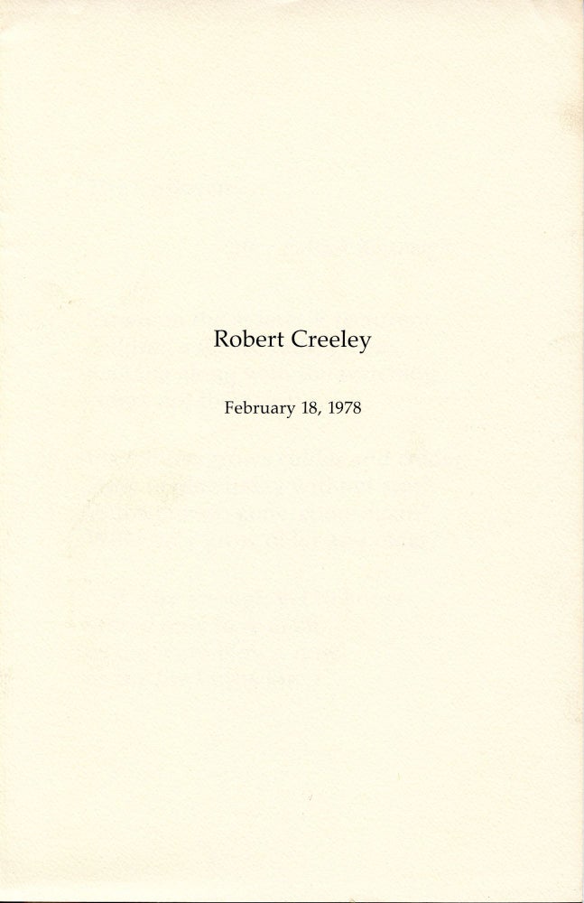 The Children (after Patrick Kavanagh). Robert Creeley. Truck Press. 1978.