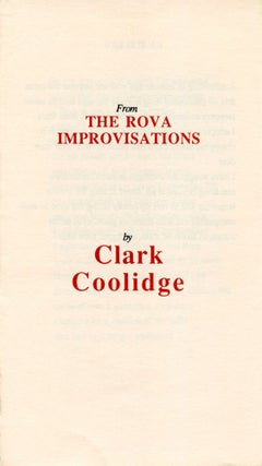 From the Rova Improvisations / Poetry Reading Flyer. Clark Coolidge. Woodland Pattern Book Center. 1987.