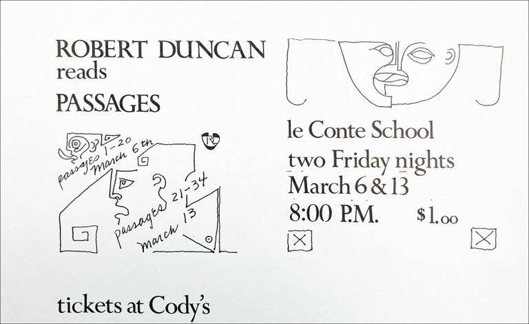Robert Duncan Reads Passages. Robert Duncan. le Conte School. n.d.
