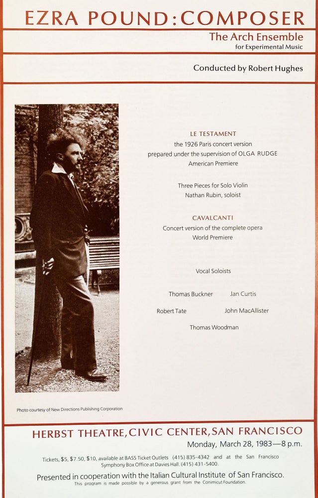 Ezra Pound: Composer. [Poster Flyer.]. Ezra Pound. Herbst Theatre. 1983.