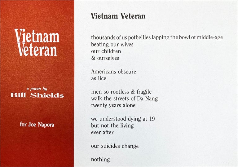 Vietnam Veteran. Bill Shields. The Zelot Press. 1987.