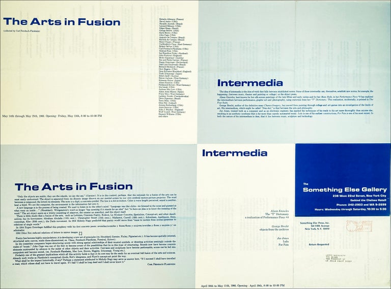 “Intermedia”/“The Arts in Fusion.” [Exhibition Poster.]. Dick Higgins, Carl Fernbach-Flarsheim. Something Else Gallery. 1966.