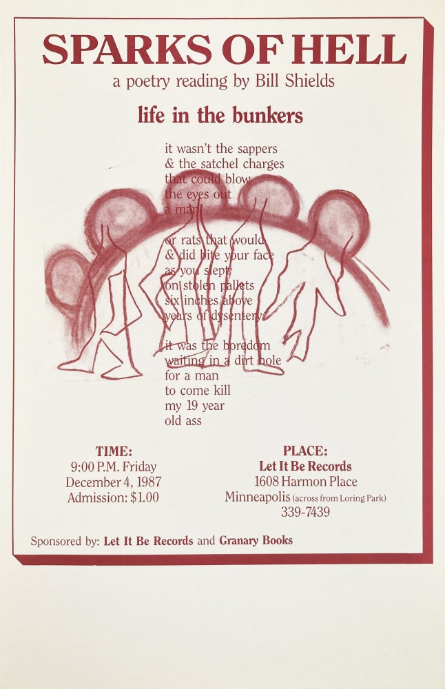Sparks of Hell: a poetry reading by Bill Shields. Bill Shields. Let it Be Records and Granary Books. 1987.