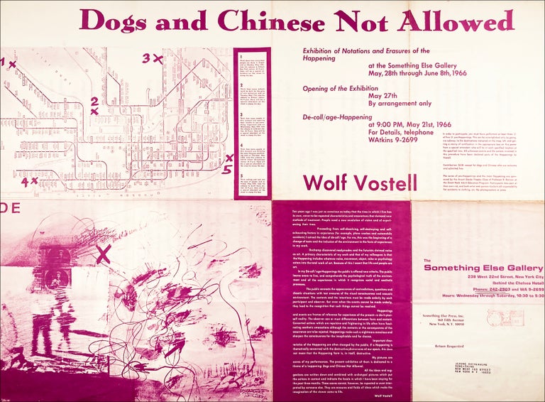 Dogs and Chinese Not Allowed. [Exhibition Poster Flyer.]. Wolf Vostell. Something Else Press. 1966.