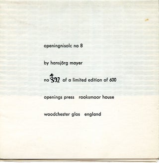 Openingnisolc no 8. Hansjörg Mayer. Openings Press. [1968].