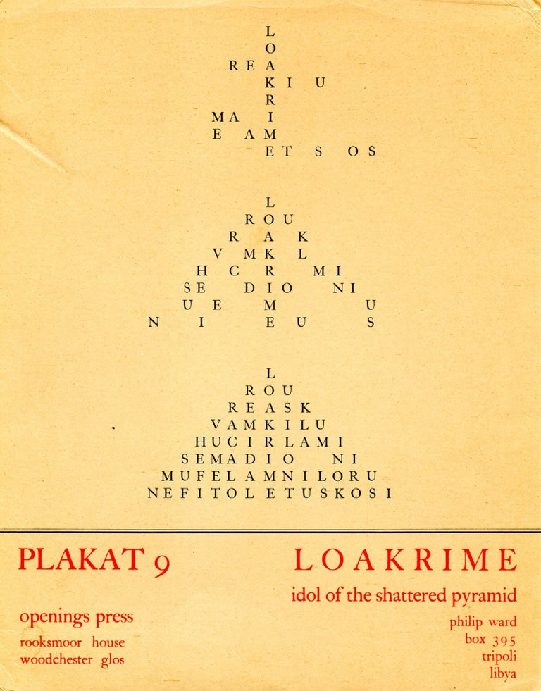 Loakrime: Idol of the Shattered Pyramid. Philip Ward. Openings Press. [1967].