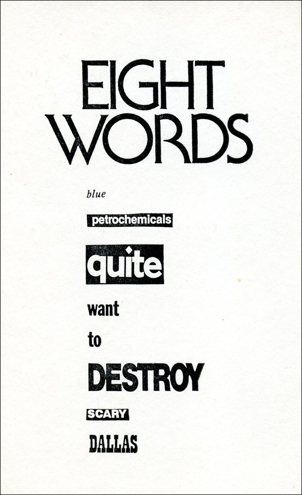 Eight Words. Charles Henri Ford. The Alternative Press. [1983].