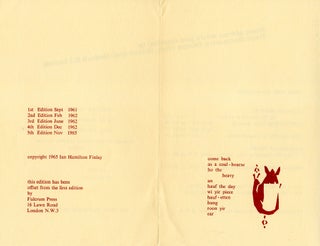 Glasgow Beasts, An A Burd. [Prospectus]. Ian Hamilton Finlay. Fulcrum Press. 1965.