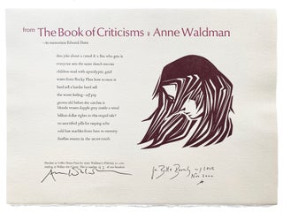 Artwork, broadsides, reading flyers, &c. Anne Waldman.