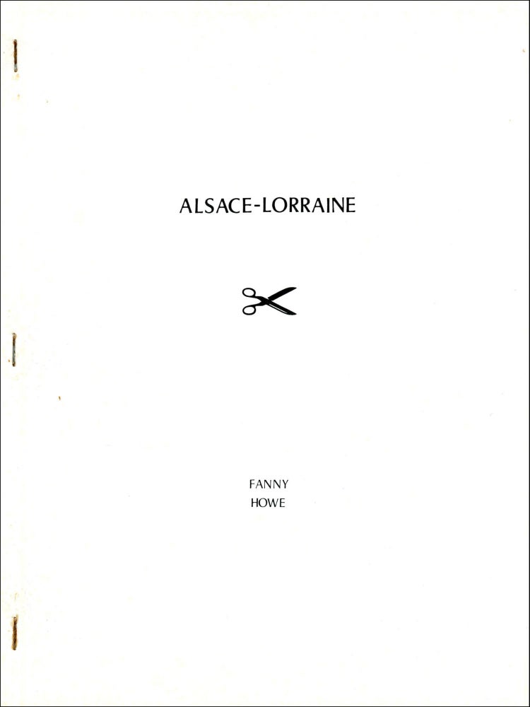 Alsace-Lorraine. Fanny Howe. Telephone Books. 1982.