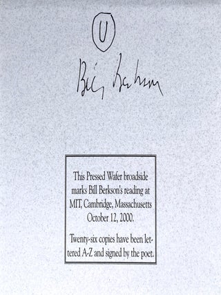 Pressed Wafer Portfolio. Bill Corbett, Bernadette Mayer, Clark Coolidge, Fanny Howe, Paul Auster, Michael Gizzi, Bill Berkson. Pressed Wafer. 1999–2000.
