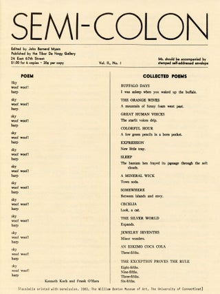 Art with the Touch of a Poet: Frank O'Hara. Hildegard Cummings, Fairfield Porter, Morton Feldman, Larry Rivers, Joe Brainard, Frank O'Hara. The William Benton Museum of Art, The University of Connecticut, Storrs. 1983.