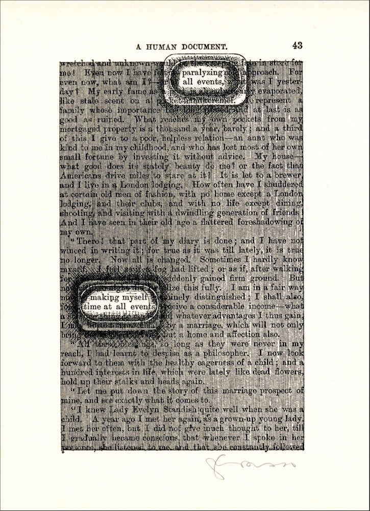 A Humument [p. 43 from Tetrad Press edition]. Tom Phillips. Tetrad Press. 1971.
