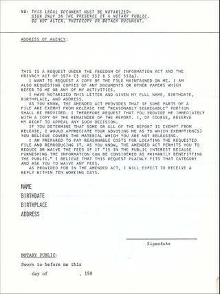 What Would We Do Without the FBI? Jon Hendricks, Jean Toche. Guerrilla Art Action Group. 1980.