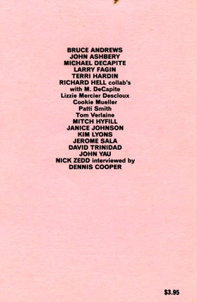 Cuz, nos. 1–3. 1988–1989. Richard Meyers, i. e. Richard Hell. The Poetry Project, Ltd.