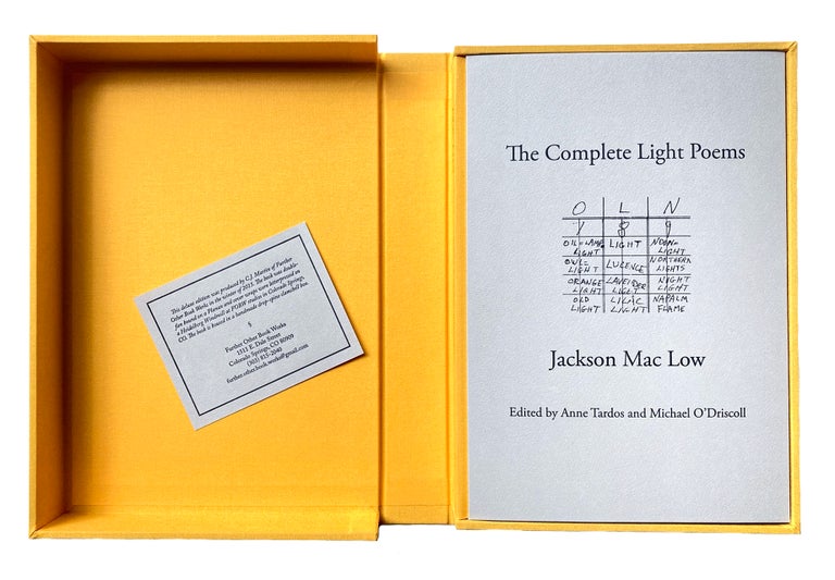 The Complete Light Poems: 1–60. Jackson Mac Low. Chax Press. 2015.