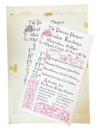 Posters from the Poetry Project at St. Mark's Church 1974–1975 Monthly Reading Series. Paula North. N.p. 1974–1975.