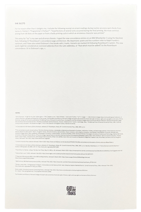 Concordance Omission. Jen Bervin. Granary Books. 2023.