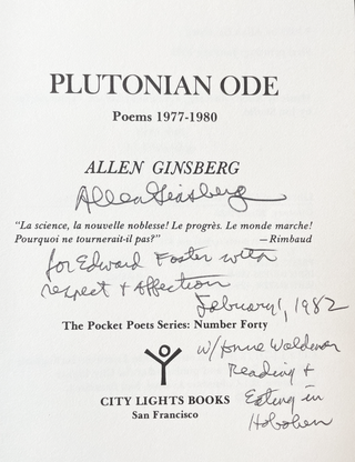 Plutonian Ode and Other Poems 1977–1980. Allen Ginsberg. City Lights Books. 1982.