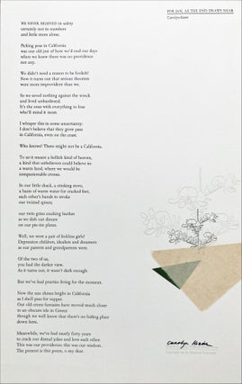 Women Writing Poetry in America: Poetry Broadsides by California Women Printers. Diane Middlebrook, Kathy Walkup. Matrix Press & The Center for Research on Women (Stanford University). 1982.