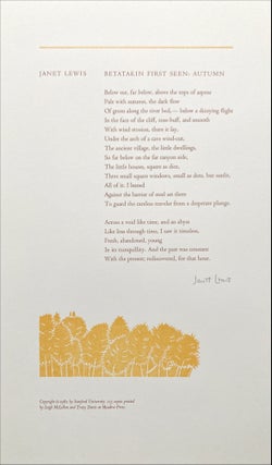 Women Writing Poetry in America: Poetry Broadsides by California Women Printers. Diane Middlebrook, Kathy Walkup. Matrix Press & The Center for Research on Women (Stanford University). 1982.