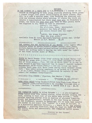 The Marrahwannah Quarterly, vol. 2, no. 4. 1966. d. a levy. Renegade Press.