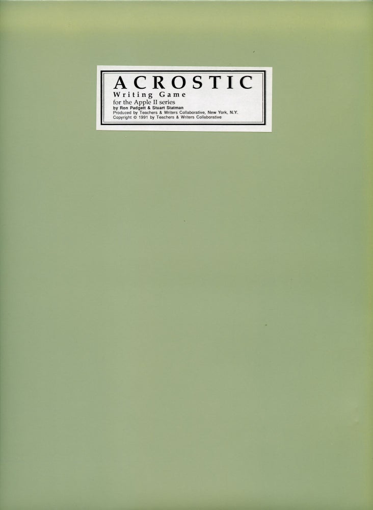 Acrostic: Writing Game. Ron Padgett. Teachers and Writers Collaborative. 1991.