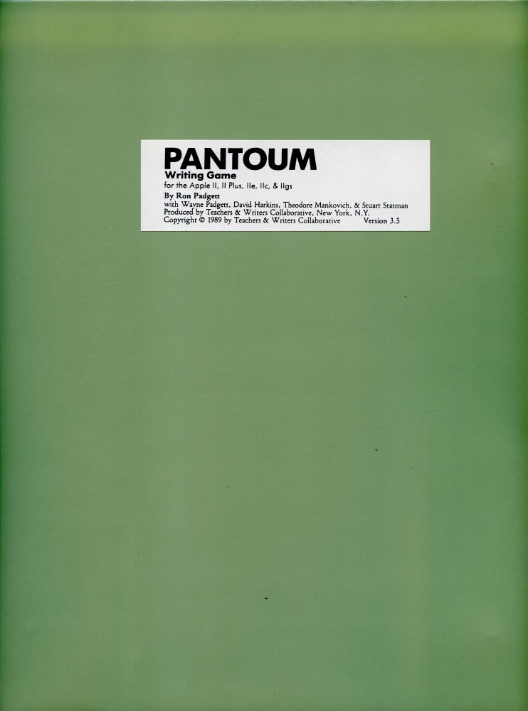 Pantoum: Writing Game. Ron Padgett. Teachers & Writers Collaborative. 1989.