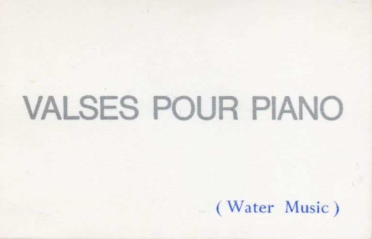 Valses pour Piano (Water Music). Ian Hamilton Finlay. Wild Hawthorn Press. 1970.