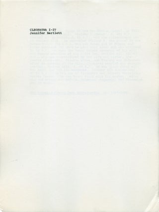 Cleopatra I—IV. Jennifer Bartlett. Adventures in Poetry. 1971.
