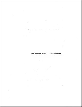 The Letter Book. Aram Saroyan. Granary Books. 2018.